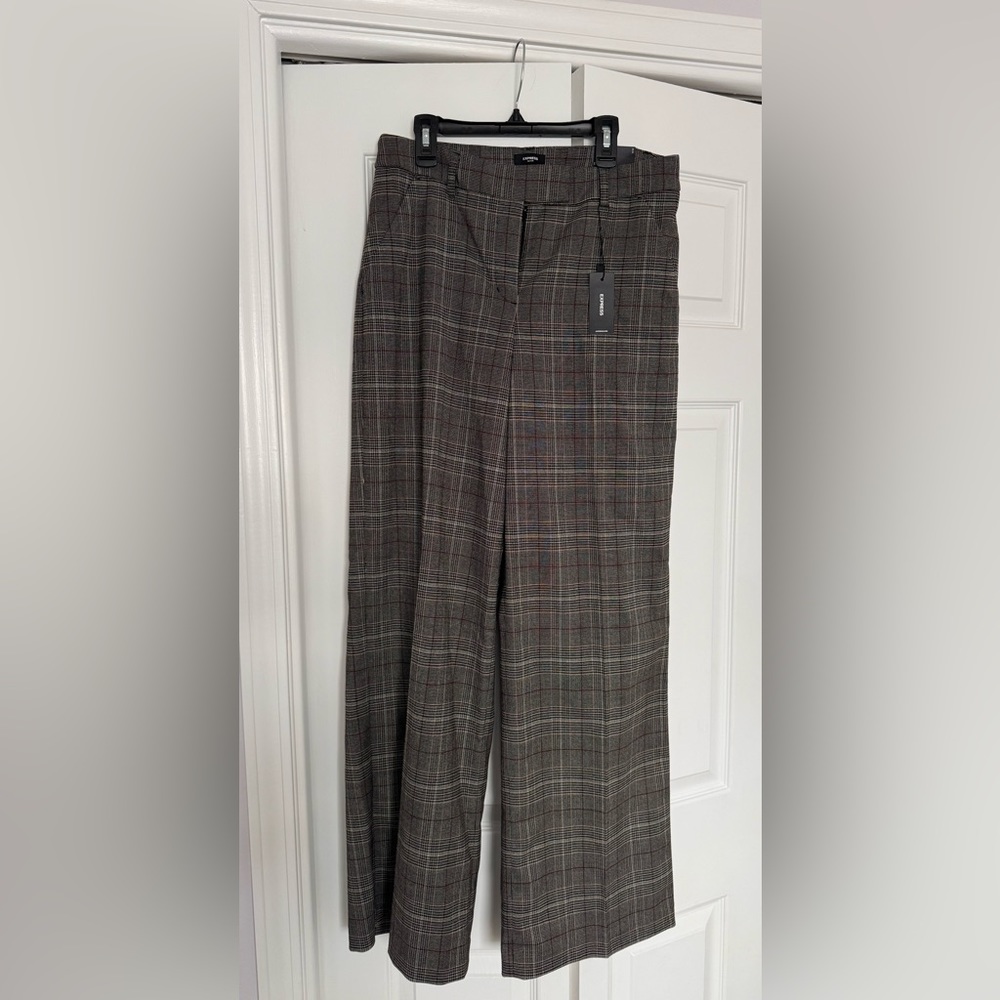 NWT Express Editor wide leg plaid pants, size 6R